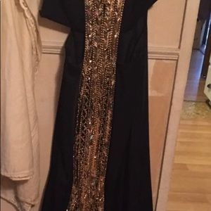 Navy gold formal dress